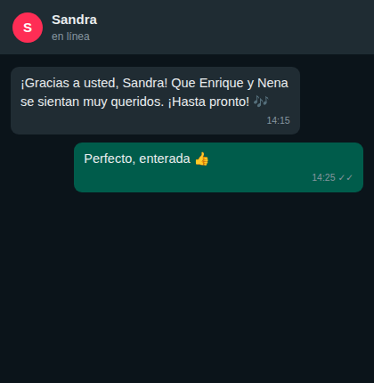 Mensaje real de un cliente